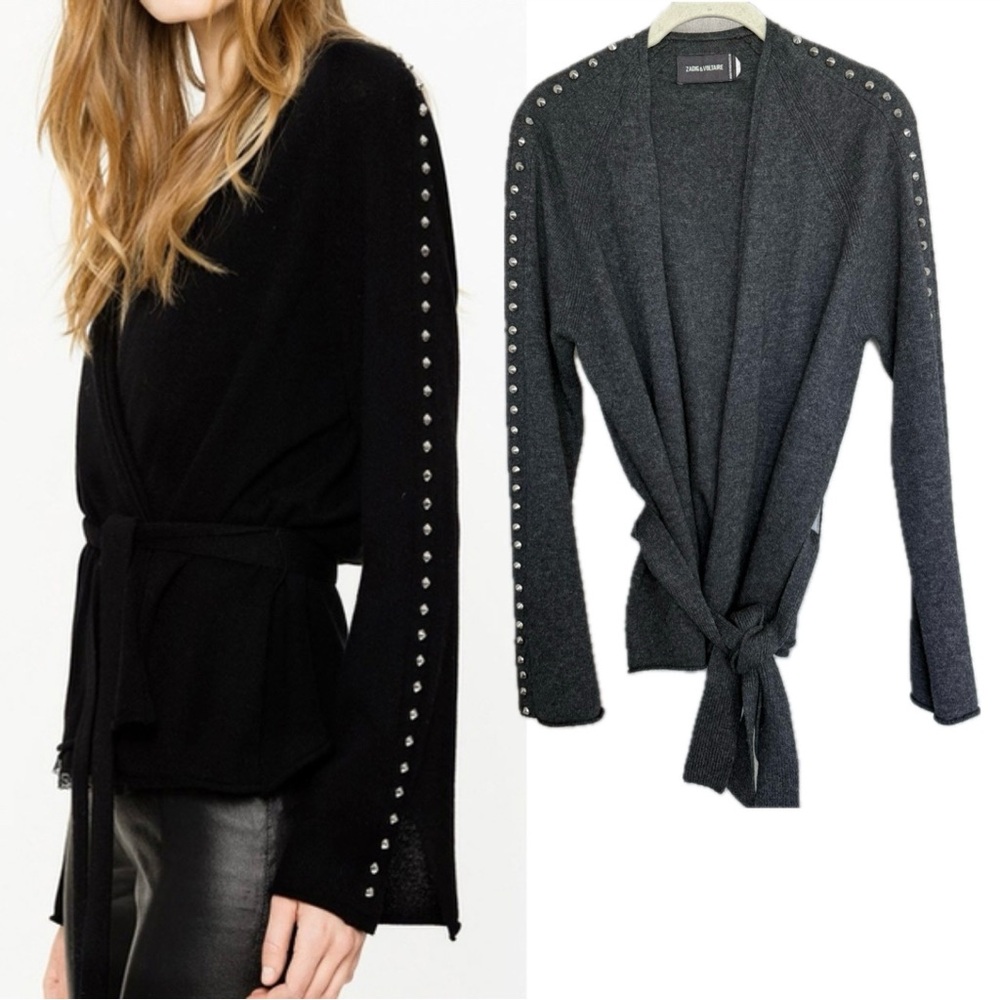 Zadig & Voltaire Lemmy Wool Cashmere Gray Long Sleeve Cardigan S